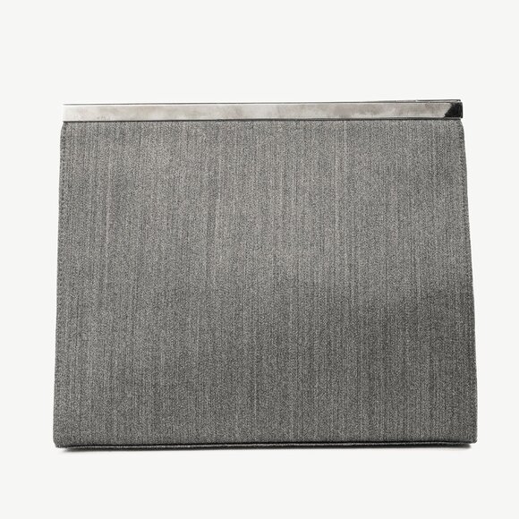 Salvatore Ferragamo Grey Flannel Gancini-Clasp Evening Bag - Picture 5 of 12